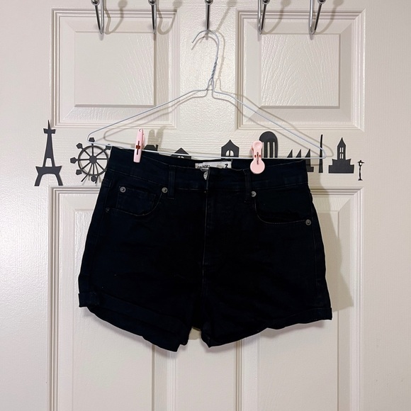 black high-waist jean shorts - Picture 1 of 1